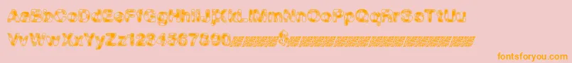 MadPicnic-Schriftart – Orangefarbene Schriften auf rosa Hintergrund