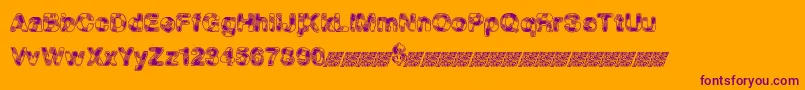 MadPicnic-Schriftart – Violette Schriften auf orangefarbenem Hintergrund