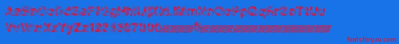 MadPicnic-Schriftart – Rote Schriften auf blauem Hintergrund