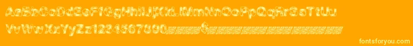 MadPicnic-Schriftart – Gelbe Schriften auf orangefarbenem Hintergrund