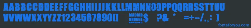 Madrid Grunge-Schriftart – Blaue Schriften auf schwarzem Hintergrund