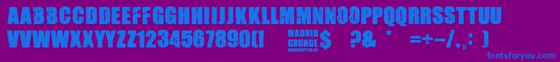 フォントMadrid Grunge – 紫色の背景に青い文字