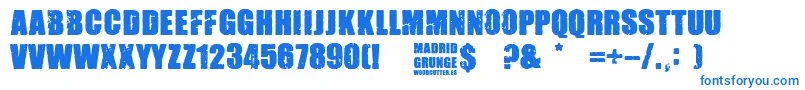 Madrid Grunge-Schriftart – Blaue Schriften auf weißem Hintergrund