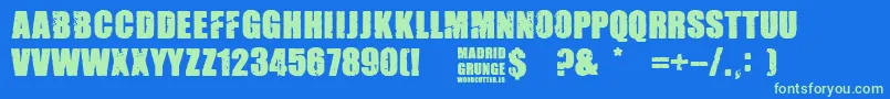 Madrid Grunge-Schriftart – Grüne Schriften auf blauem Hintergrund