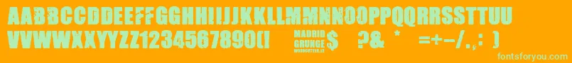 Madrid Grunge Font – Green Fonts on Orange Background