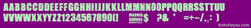 Madrid Grunge-fontti – vihreät fontit violetilla taustalla