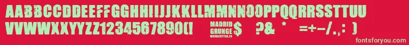 Madrid Grunge Font – Green Fonts on Red Background