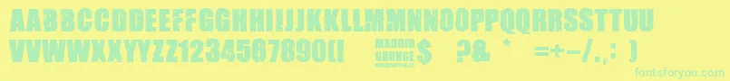 Madrid Grunge Font – Green Fonts on Yellow Background