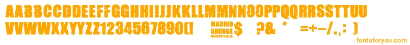 Madrid Grunge-Schriftart – Orangefarbene Schriften auf weißem Hintergrund