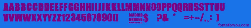 Madrid Grunge-Schriftart – Violette Schriften auf blauem Hintergrund