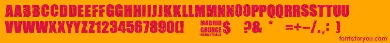 Madrid Grunge Font – Red Fonts on Orange Background