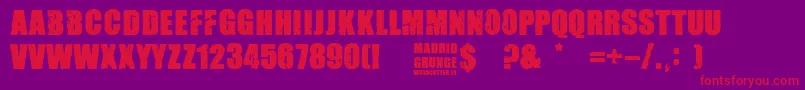 フォントMadrid Grunge – 紫の背景に赤い文字