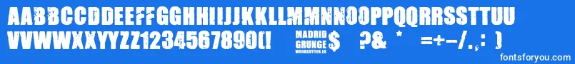 Madrid Grunge-Schriftart – Weiße Schriften auf blauem Hintergrund