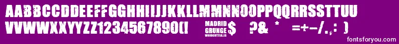 Madrid Grunge-Schriftart – Weiße Schriften auf violettem Hintergrund