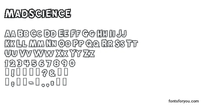 A fonte MadScience (133299) – alfabeto, números, caracteres especiais
