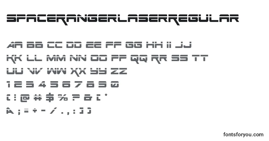 A fonte SpaceRangerLaserRegular – alfabeto, números, caracteres especiais