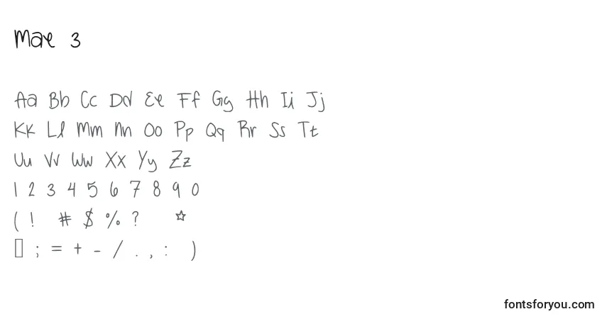 Czcionka Mae 3 – alfabet, cyfry, specjalne znaki