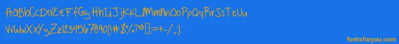 Mae 3-Schriftart – Orangefarbene Schriften auf blauem Hintergrund