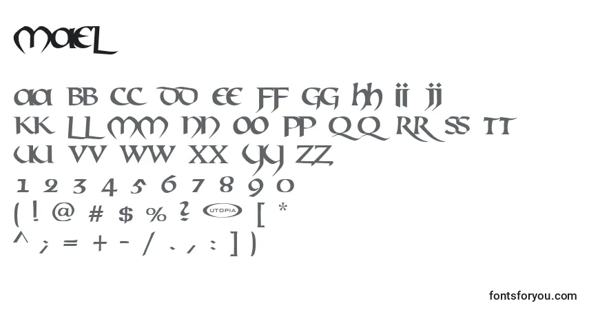 A fonte MAEL     (133302) – alfabeto, números, caracteres especiais