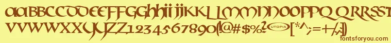 フォントMAEL     – 茶色の文字が黄色の背景にあります。