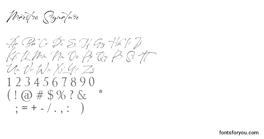 A fonte Maestro Signature – alfabeto, números, caracteres especiais