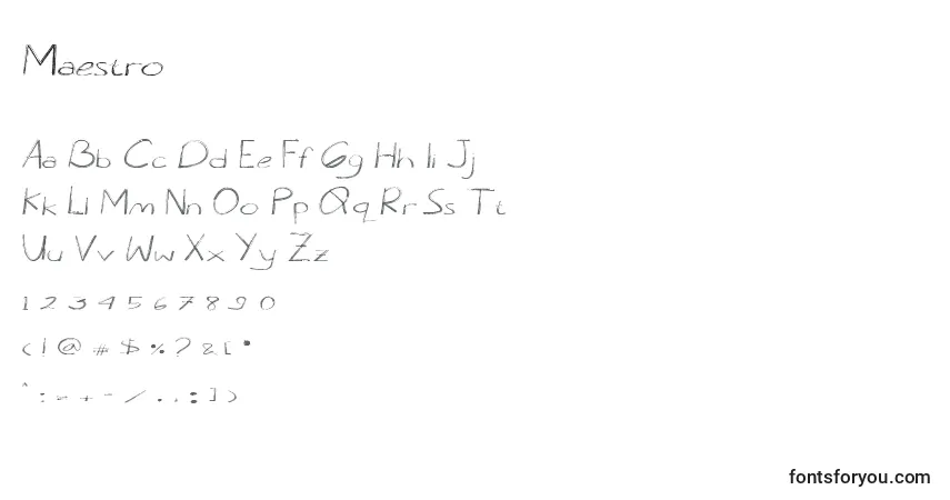 Maestro Font – alphabet, numbers, special characters