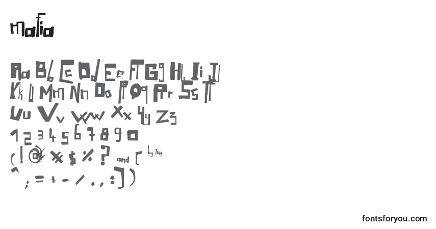 Schriftart Mafia (133309) – Alphabet, Zahlen, spezielle Symbole