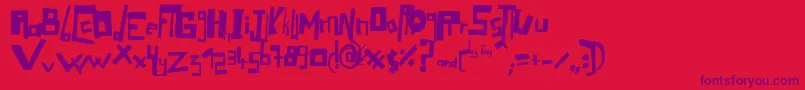 mafia-Schriftart – Violette Schriften auf rotem Hintergrund