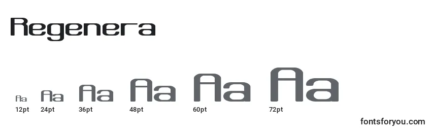 Размеры шрифта Regenera