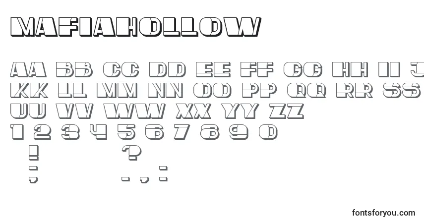 Schriftart MafiaHollow – Alphabet, Zahlen, spezielle Symbole