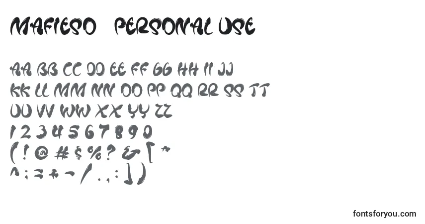 Schriftart Mafieso   PERSONAL USE – Alphabet, Zahlen, spezielle Symbole