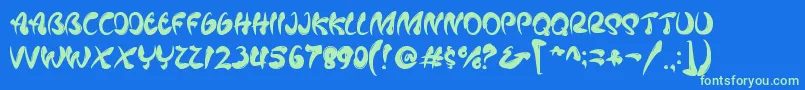 Mafieso   PERSONAL USE Font – Green Fonts on Blue Background