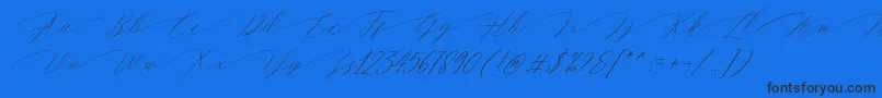 Magarella Script-Schriftart – Schwarze Schriften auf blauem Hintergrund