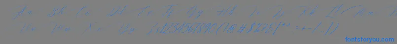 Więcej informacji o czcionce Magarella Script Czcionka Magarella Script – niebieskie czcionki na szarym tle