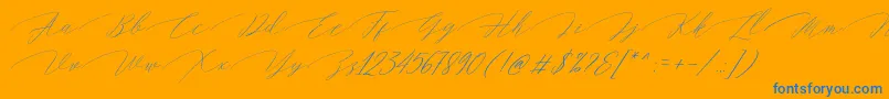 フォントMagarella Script – オレンジの背景に青い文字