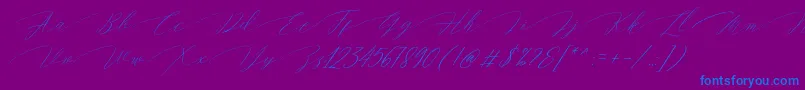 Magarella Script-Schriftart – Blaue Schriften auf violettem Hintergrund