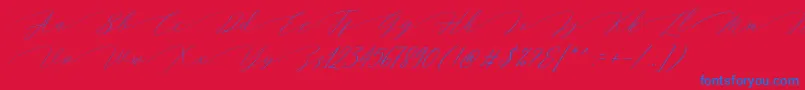 Magarella Script Font – Blue Fonts on Red Background