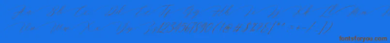 Fonte Magarella Script – fontes marrons em um fundo azul