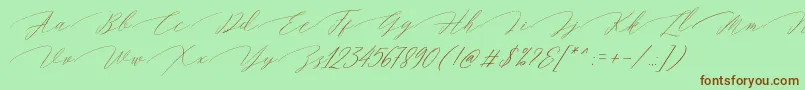 Saiba mais sobre a fonte Magarella Script Fonte Magarella Script – fontes marrons em um fundo verde