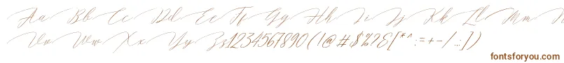 Magarella Script-Schriftart – Braune Schriften auf weißem Hintergrund