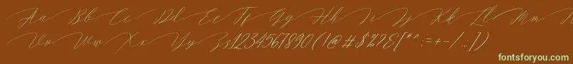 Magarella Script-Schriftart – Grüne Schriften auf braunem Hintergrund