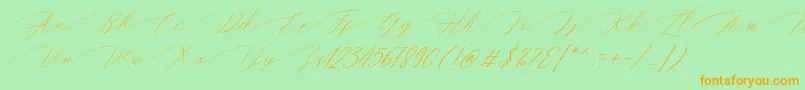Magarella Script Font – Orange Fonts on Green Background