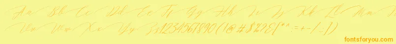 Magarella Script Font – Orange Fonts on Yellow Background