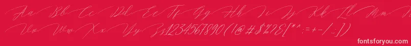 Fonte Magarella Script – fontes rosa em um fundo vermelho