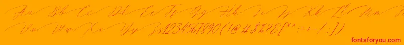 フォントMagarella Script – オレンジの背景に赤い文字