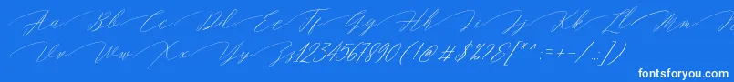 Magarella Script Font – White Fonts on Blue Background