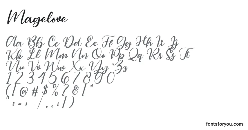 Шрифт Magelove – алфавит, цифры, специальные символы