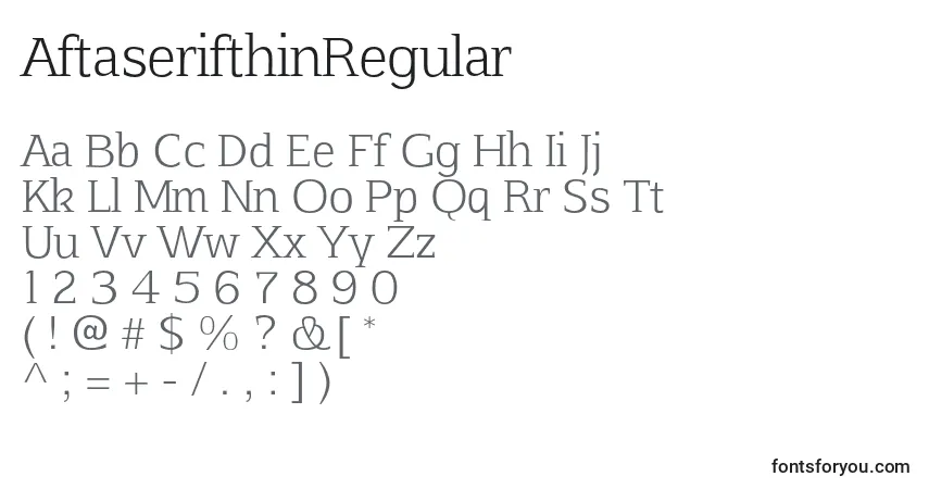 Czcionka AftaserifthinRegular – alfabet, cyfry, specjalne znaki