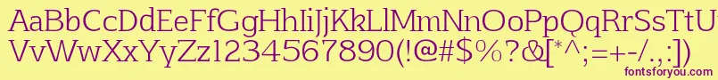 AftaserifthinRegular-fontti – violetit fontit keltaisella taustalla