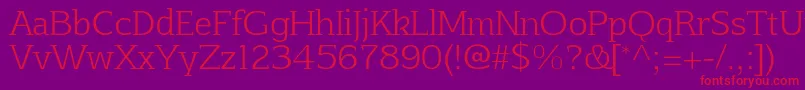 AftaserifthinRegular-Schriftart – Rote Schriften auf violettem Hintergrund